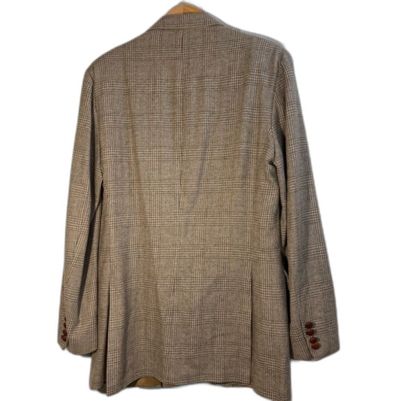 Savile Row Classic Tan Windowpane Plaid Men's wool Blazer 44S - Picture 5 of 7